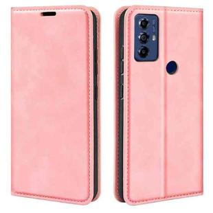 For Motorola Moto G Play 2023 Retro-skin Magnetic Suction Leather Phone Case(Pink)