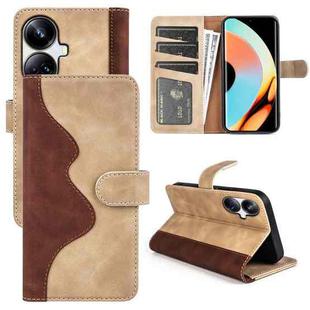 For Realme 10 Pro+ Stitching Horizontal Flip Leather Phone Case(Yellow)
