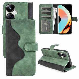 For Realme 10 Pro+ Stitching Horizontal Flip Leather Phone Case(Green)