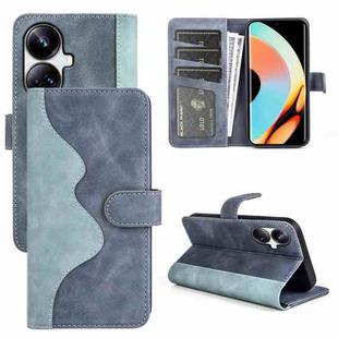 For Realme 10 Pro+ Stitching Horizontal Flip Leather Phone Case(Blue)