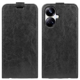 For Realme 10 Pro+ R64 Texture Single Vertical Flip Leather Phone Case(Black)