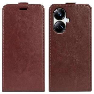 For Realme 10 Pro+ R64 Texture Single Vertical Flip Leather Phone Case(Brown)