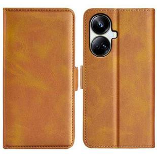 For Realme 10 Pro+ Dual-side Magnetic Buckle Horizontal Flip Leather Phone Case(Yellow)