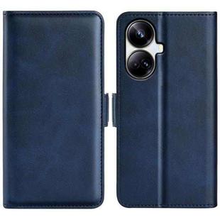 For Realme 10 Pro+ Dual-side Magnetic Buckle Horizontal Flip Leather Phone Case(Dark Blue)