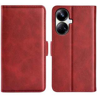 For Realme 10 Pro+ Dual-side Magnetic Buckle Horizontal Flip Leather Phone Case(Red)