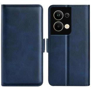 For OPPO Reno 9 Pro Plus Dual-side Magnetic Buckle Horizontal Flip Leather Phone Case(Dark Blue)