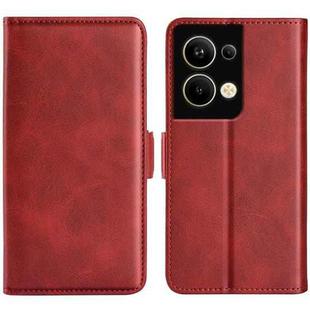 For OPPO Reno 9 Pro Plus Dual-side Magnetic Buckle Horizontal Flip Leather Phone Case(Red)