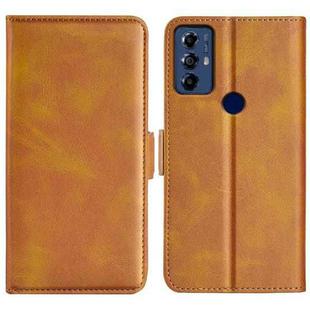 For Motolora Moto G Play 2023 Dual-side Magnetic Buckle Horizontal Flip Leather Phone Case(Yellow)