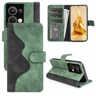 For OPPO Reno 9 Pro+ Stitching Horizontal Flip Leather Phone Case(Green)