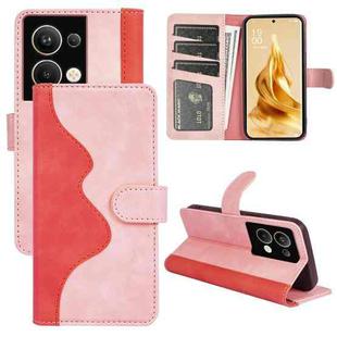 For OPPO Reno 9 Pro+ Stitching Horizontal Flip Leather Phone Case(Red)