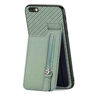 For iPhone 6 / 6s Carbon Fiber Vertical Flip Zipper Phone Case(Green)