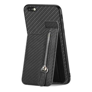 For iPhone 6 Plus / 6s Plus Carbon Fiber Vertical Flip Zipper Phone Case(Black)