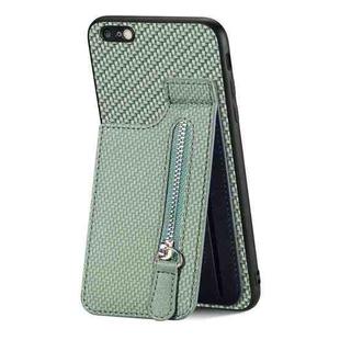 For iPhone 6 Plus / 6s Plus Carbon Fiber Vertical Flip Zipper Phone Case(Green)