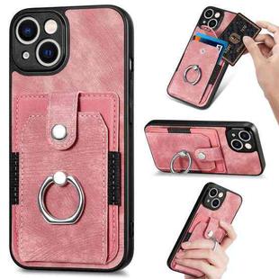 For iPhone 12 mini Retro Skin-feel Ring Card Wallet Phone Case(Pink)