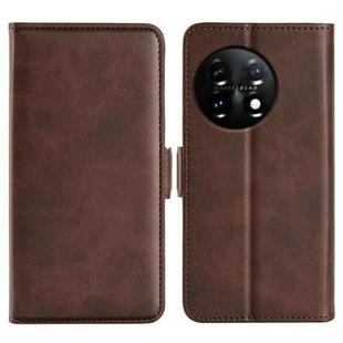 For OnePlus 11 Dual-side Magnetic Buckle Leather Phone Case(Brown)
