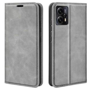 For Motorola Moto E13 Retro-skin  Magnetic Suction Leather Phone Case(Grey)