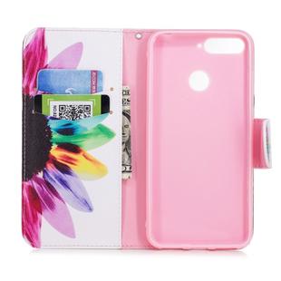 Colored Drawing Pattern Horizontal Flip Leather Case for Huawei Honor 7A & Y6, with Holder & Card Slots & Wallet(Sunflower)