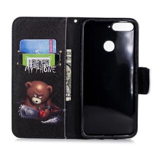 Colored Drawing Pattern Horizontal Flip Leather Case for Huawei Honor 7A & Y6, with Holder & Card Slots & Wallet(Bear)