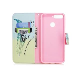 Colored Drawing Pattern Horizontal Flip Leather Case for Huawei Honor 7A & Y6, with Holder & Card Slots & Wallet(Feather Bird)