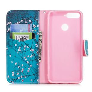 Colored Drawing Pattern Horizontal Flip Leather Case for Huawei Honor 7A & Y6, with Holder & Card Slots & Wallet(Plum Blossom)