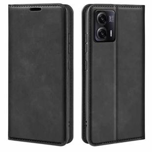 For Motorola Moto G73 Retro-skin Magnetic Suction Leather Phone Case(Black)