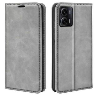 For Motorola Moto G73 Retro-skin Magnetic Suction Leather Phone Case(Grey)