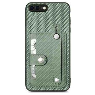 For iPhone 7 Plus / 8 Plus Wristband Kickstand Card Wallet Back Cover Phone Case with Tool Knife(Green)
