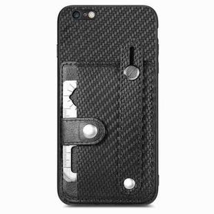 For iPhone 6 / 6s Wristband Kickstand Card Wallet Back Cover Phone Case with Tool Knife(Black)