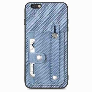 For  iPhone 6 Plus / 6s Plus Wristband Kickstand Card Wallet Back Cover Phone Case with Tool Knife(Blue)