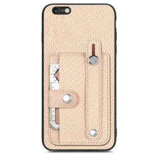 For  iPhone 6 Plus / 6s Plus Wristband Kickstand Card Wallet Back Cover Phone Case with Tool Knife(Khaki)