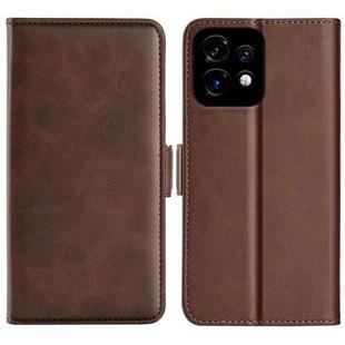 For Motorola Moto X40 Dual-side Magnetic Buckle Horizontal Flip Leather Phone Case(Brown)