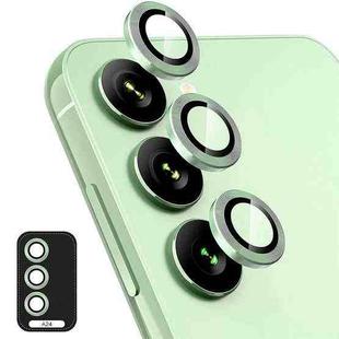 For Samsung Galaxy A24 ENKAY Hat-Prince 9H Rear Camera Lens Aluminium Alloy Ring Tempered Glass Film (Light Green)