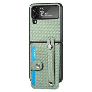 For Samsung Galaxy Z Flip3 5G Wristband Kickstand Card Wallet Back Cover Phone Case(Green)