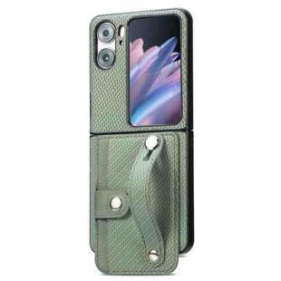 For OPPO Find N2 Flip Wristband Kickstand Card Wallet Back Cover Phone Case(Green)