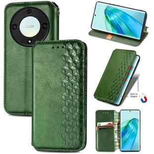 For Honor X9a Cubic Grid Pressed Magnetic PU Leather Case(Green)