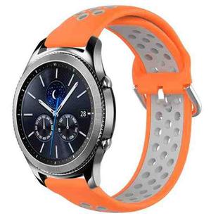 For Samsung Gear S3 Classic 22mm Perforated Breathable Sports Silicone Watch Band(Orange+Grey)