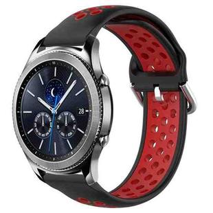 For Samsung Gear S3 Classic 22mm Perforated Breathable Sports Silicone Watch Band(Black+ Red)