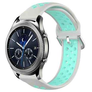 For Samsung Gear S3 Classic 22mm Perforated Breathable Sports Silicone Watch Band(Grey+Water Duck)