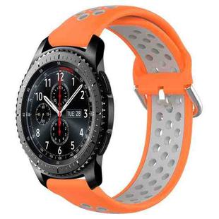 For Samsung Gear S3 Frontier 22mm Perforated Breathable Sports Silicone Watch Band(Orange+Grey)
