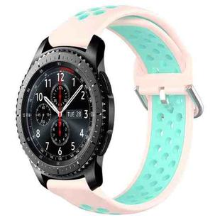 For Samsung Gear S3 Frontier 22mm Perforated Breathable Sports Silicone Watch Band(Pink+ Water Duck)