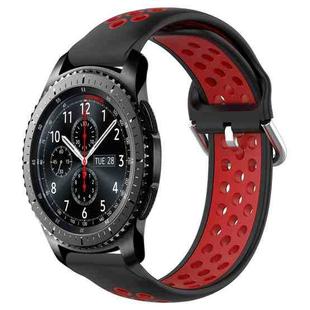 For Samsung Gear S3 Frontier 22mm Perforated Breathable Sports Silicone Watch Band(Black+ Red)