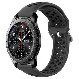 For Samsung Gear S3 Frontier 22mm Perforated Breathable Sports Silicone Watch Band(Black)
