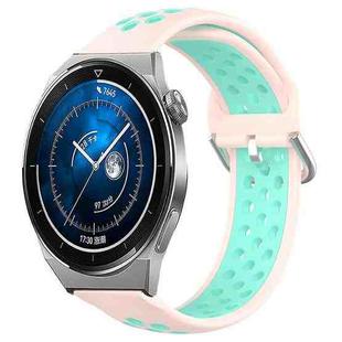 For Huawei Watch GT3 Pro 43mm 20mm Perforated Breathable Sports Silicone Watch Band(Pink+ Water Duck)