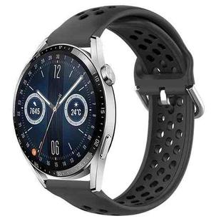 For Huawei Watch GT3 42mm 20mm Perforated Breathable Sports Silicone Watch Band(Black)