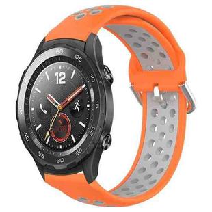 For Huawei Watch 2 20mm Perforated Breathable Sports Silicone Watch Band(Orange+Grey)