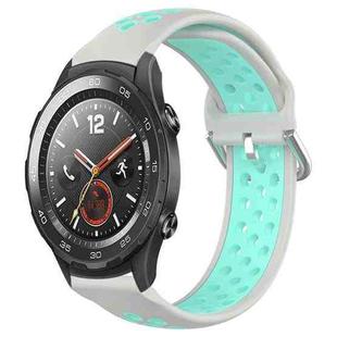 For Huawei Watch 2 20mm Perforated Breathable Sports Silicone Watch Band(Grey+Water Duck)