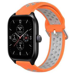 For Amazfit GTS 4 20mm Perforated Breathable Sports Silicone Watch Band(Orange+Grey)