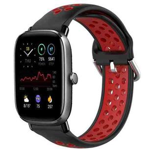For Amazfit GTS 2 Mini 20mm Perforated Breathable Sports Silicone Watch Band(Black+ Red)