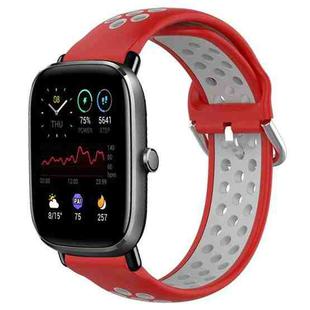 For Amazfit GTS 2 Mini 20mm Perforated Breathable Sports Silicone Watch Band(Red+Grey)