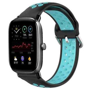 For Amazfit GTS 2 Mini 20mm Perforated Breathable Sports Silicone Watch Band(Black+Blue)